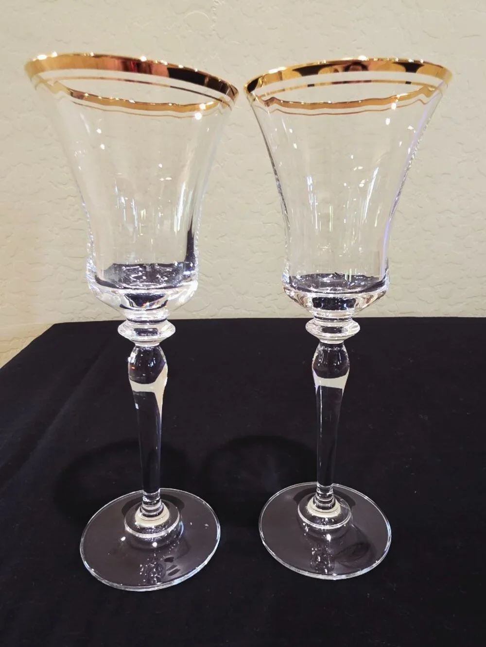 1987-2010 Jamestown Clear Gold Trim Mikasa Crystal Luxury Wine Glasses Glass x 2